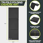 ProSource Tri-Fold Folding Thick Exercise Mat 15cm x 5 cm (6’x2’) with Carrying Handles for MMA, Gymnastics, Stretching, Core Workouts, (3 color option)