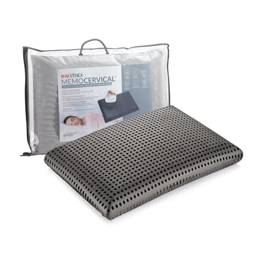 Biosynex - Memocervical - Oreiller Ergonomique Rectangulaire à MéMoire De Forme - 40 X 60 Cm - Dispositif MéDical - Fabriqué En Italie (Gris)-image