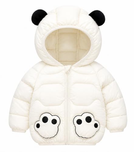 Image of Bold N Elegant Cartoon Bear Kids Shiny Sparkling Quilted Winter Warm Standard Length Wool Blend Hood Jacket Coat Bomber Puffer Jacket for Boys Girls Kids