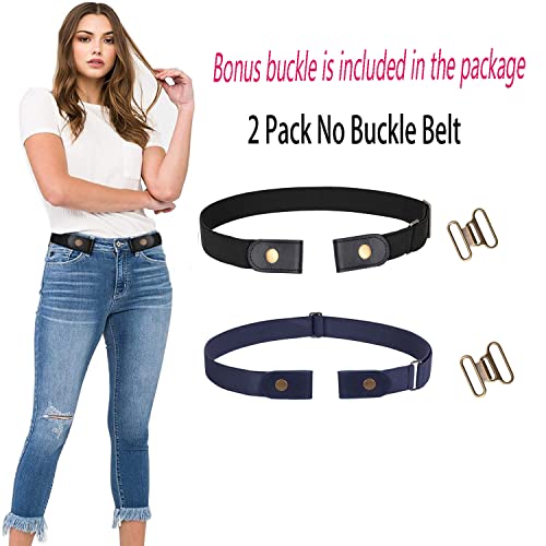 Image of WERFORU No Buckle Stretch Belt for Women and Men Elastic Waist Belt up to 72 Inches for Jeans Pants