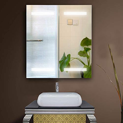 Vanity Art Frameless Led Lighted Bathroom Vanity Wall Mirror Rectangular Bathroom Mirror With Wooden Medicine Cabinet Hinger Door And Rock Switch Va7 #TOP4