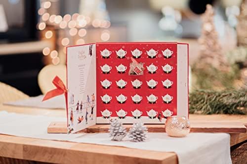 English Tea Shop Organic Book Style Red Advent Calendar - 25 Loose Leaf Tea Pyramid Bags - 13 Different Flavours., 50 g ,U060772