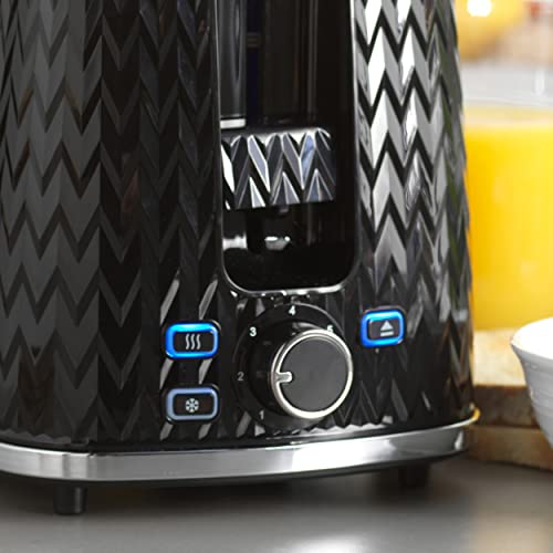 Petra PT3860BLKVDEEU10 Chevron - Tostapane a 2 scomparti, 7 controlli di doratura e accessorio per panini, vassoio raccoglibriciole, funzione scongelamento, riscaldamento e annullamento, 930 W nero - Immagine 4