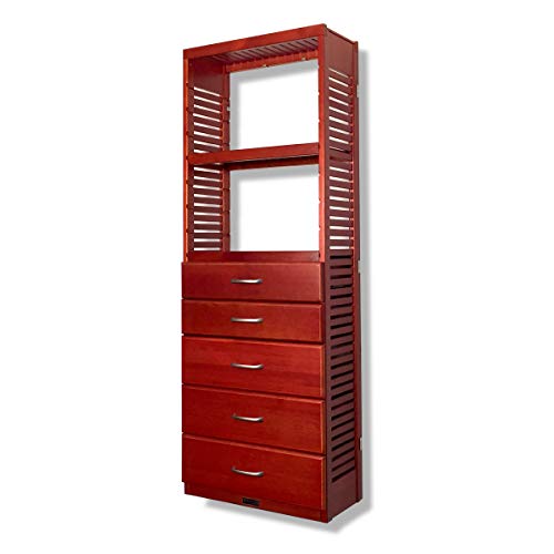 John Louis Home 12In Deep Solid Wood Premier 5 Drawer Storage Tower Red Mahogany #TOP1