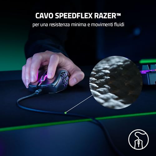 Naga X - Mouse da Gaming Ergonomico per MMO con 16 Pulsanti Programmabili (Switch Ottico per Mouse, Sensore Ottico Avanzato 5G, Chroma RGB, Cavo Speedflex) Nero - Mouse gaming - Immagine 6