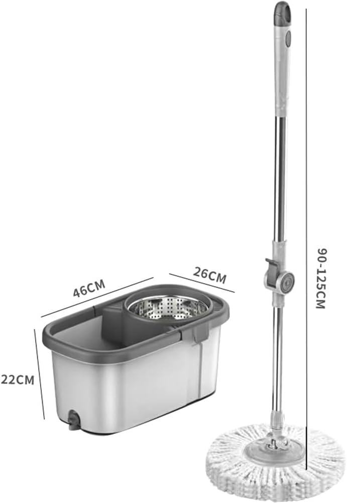 Extra Thick Household Mop Set with Rotating Head Bucket with Wheels and Dry/Wet Cloth No Hand Washing Needed Floor Cleaning Mop Set