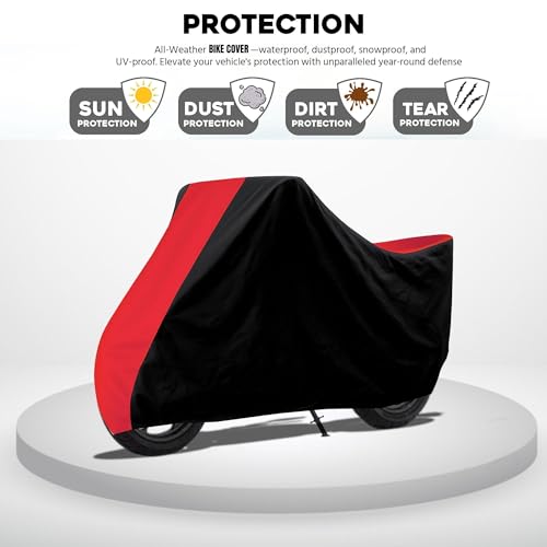 Image of Motorcycle Bike Body Cover for Outdoor Use - Heavy Fabric Water Resistant Two Wheeler Cover with UV, Dust & Rain Protection Compatible for Meteor 350