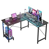 DUMOS L Shaped Desk, Gaming Computer Desks Corner Office Table with CPU Shelf for Home Study Writing Work Station 50 Inch, Grey