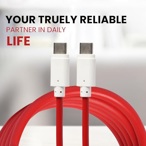 Image of 65W Type C to Type c WARP /Dash C Type Cable Fast Charging, 10000+ Bends Lifespan Compatible for One Plus 11 /11R /10 /10pro /10r /Google Pixel and Other USB-C Type Devices, C to C Cable - 1M Red