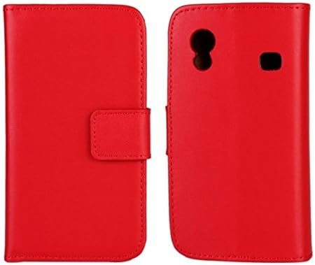 Cowskin Slim Wallet Card Pouch Flip Leather Etui Stand Case Cover For Samsung Galaxy Ace S5830 Red