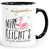 MoonWorks Kaffee-Tasse Flamingo Mir reichts ich geh schaukeln Sprüche Spruch Teetasse Keramiktasse Schwarz unisize
