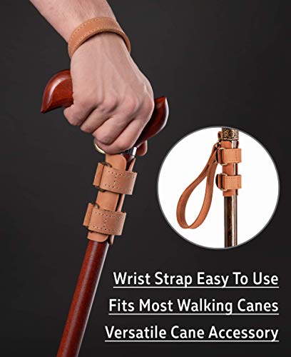 Universal Walking Stick Wrist Strap Leather - Brown Handmade Walking Cane Cords #TOP3