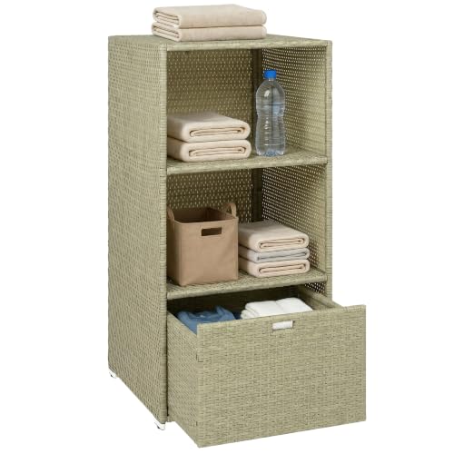 Outsunny Waterproof Pool Towel Rack with Storage Shelves
