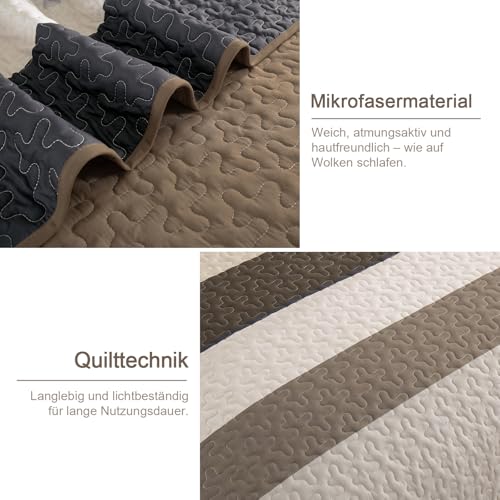 WONGS BEDDING Tagesdecke 220x240 mit 2 Kissenbezüge 50x75 Set – Ansicht 6
