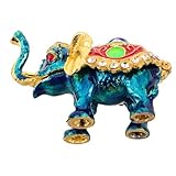 Objet de décoration élégant : son style de petite boîte à bijoux décorative en forme d'éléphant apporte une touche de sophistication et s'intègre parfaitement dans une chambre, un salon ou un bureau. organisateur de bijoux éléphant, figurine d'éléphant émaillée à charnière