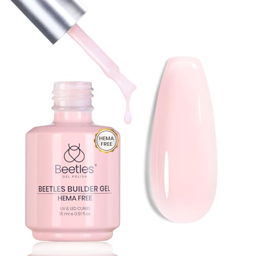 Beetles Builder Gel for Nails HEMA-Free 0.51 fl oz 8 in 1 Jelly Pink Color for Sensitive Nails Strengthening & Building Instant Apex UV & LED Lamp Cured DIY Salon at Home for Beginners Women