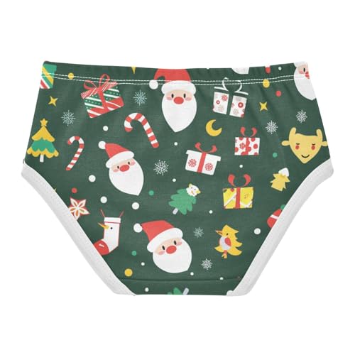 Breathable Girls' Panties Comfort Color for Toddlers Christmas Santa in Sizes 2T,3T, 4T, 5T, 6Y and 8Y2