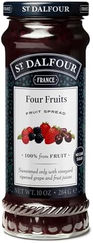 St. Dalfour Four Fruits Fruit Spread - 10oz - 100% from Fruit, No Artificial Ingredients, Non-GMO, No Cane Sugars, All Natural, Made in France