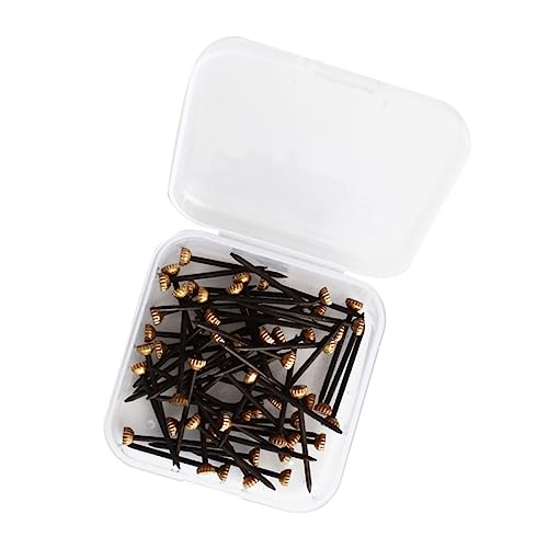 Image of Vaguelly 60pcs Copper Head Nail Picture Hangers Picture Hanging Nails Hanging Picture Hook Pin Hanging Photo Hook Pin Frame Nails Picture Hanging Hardware Copper Head Iron Nail Black