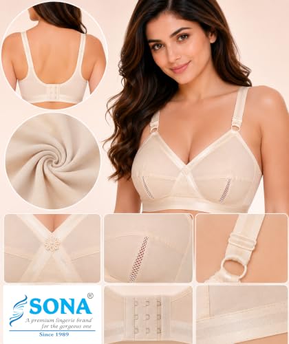 Image of SONA Perfecto Cotton Bra for Woman Full Coverage Non Padded Everyday Wirefree Pack of
