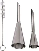 Mimo Style Bicos Para Confeitaria em Aço Inoxidável. Conjunto de Dois Bicos e Acompanha Acessório Para Limpeza. Perfeitos Para Os Mais Diversos Tipos de Sobremesas. Reutilizável, Resistente e Durável