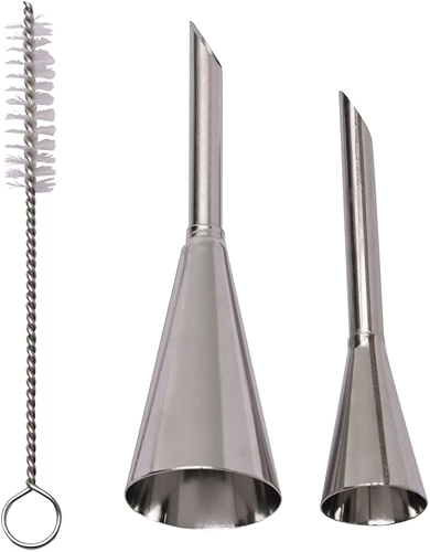Mimo Style Bicos Para Confeitaria em Aço Inoxidável. Conjunto de Dois Bicos e Acompanha Acessório Para Limpeza. Perfeitos Para Os Mais Diversos Tipos de Sobremesas. Reutilizável, Resistente e Durável
