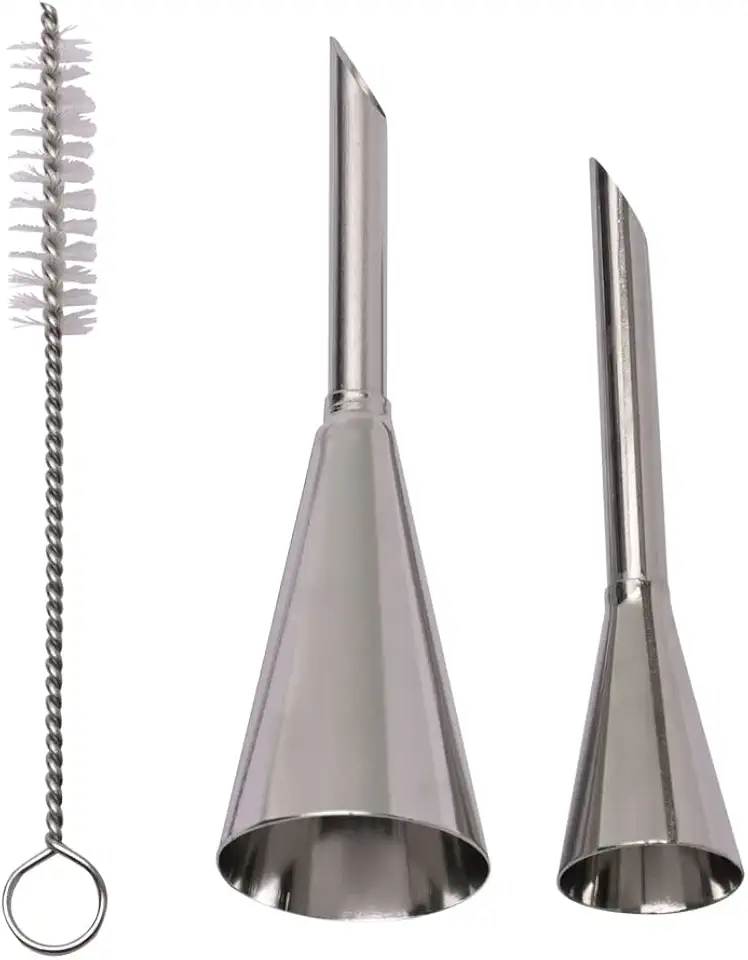 Mimo Style Bicos Para Confeitaria em Aço Inoxidável. Conjunto de Dois Bicos e Acompanha Acessório Para Limpeza. Perfeitos Para Os Mais Diversos Tipos de Sobremesas. Reutilizável, Resistente e Durável