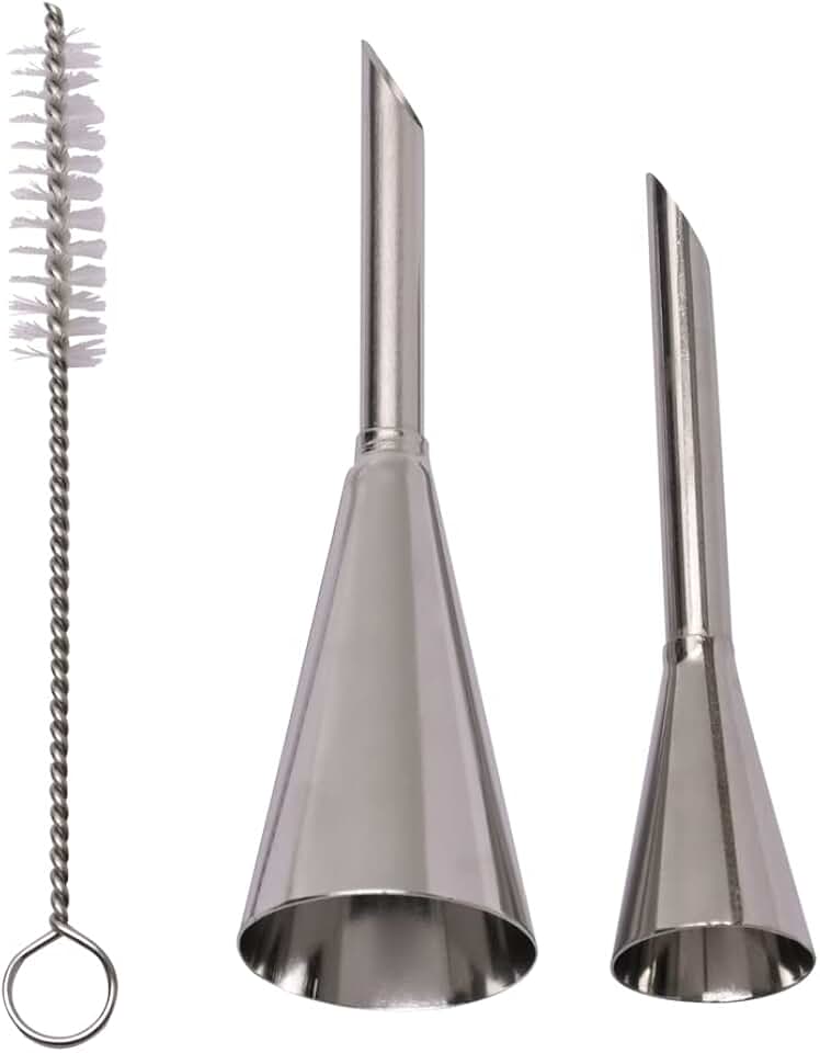 Mimo Style Bicos Para Confeitaria em Aço Inoxidável. Conjunto de Dois Bicos e Acompanha Acessório Para Limpeza. Perfeitos Para Os Mais Diversos Tipos de Sobremesas. Reutilizável, Resistente e Durável