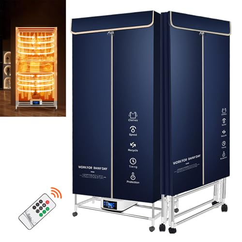 Ddasam Asciugatrice portatile per bucato 2200W Asciugatrice Elettrica 20kg capacità Risparmio Energetico (Anione) Abbigliamento Heater 240min Timer Digitale,per Tutti I Vestiti di Quattro Stagioni
