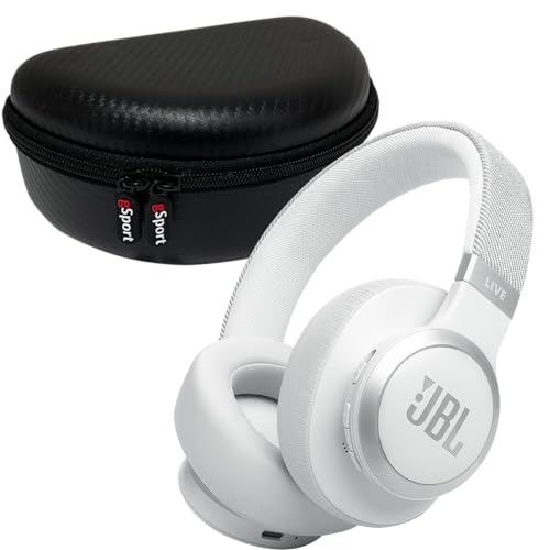 JBL Live 770NC - Cuffie wireless over-ear con cancellazione del rumore, con custodia gSport (bianco)