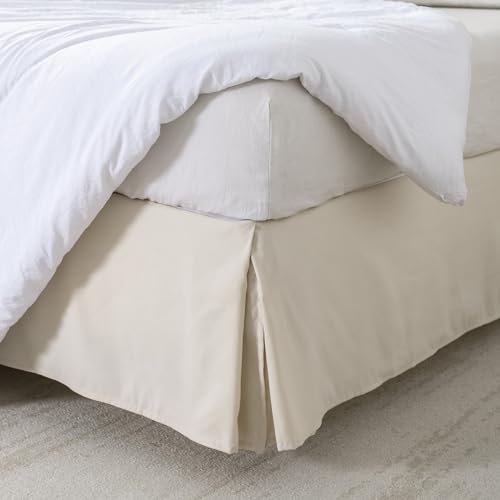 Cache-sommier plissé de qualité supérieure beige pour grand lit