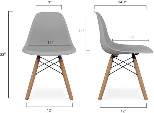 Miniatura 2 de MAKLAINE Silla infantil de plástico y madera de 21.75 pulgadas para sala de juegos en acabado gris