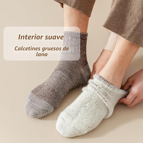 Miniatura 4 de Vihir 3 Pares Calcetines De Lana Merino Grueso Para Senderismo, Esquí Al Aire Libre Hombre Mujer Caballero De Invierno 37-42, 41-46
