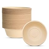 ACOMTUO 50 Stück Einwegpapierschalen, 350ML, Zuckerrohr Bagasse Einwegschalen, Einweg Suppenschalen, Umweltfreundliche Einwegschalen, Perfekt für Party und Picknicks (500ML)