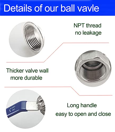 Zouni 1 Inch Ball Valve, Heavy Duty Male Npt (Mnpt) X Female Npt (Fnpt) Thread With Long Handle Switch thumb #3