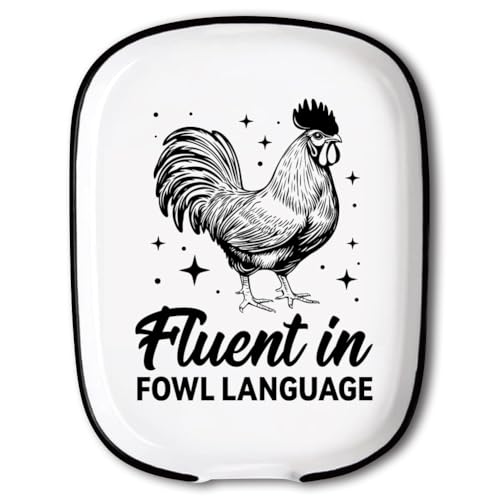 ANATTASOUL Reposa Cucharas Cocina Ceramica,Soporte Utensilios Cocina para Cucharas de Cafe Vintage Pequeño,Porcelana Soporte de Cuchara Base de Cerámica Paletas(Gallo y fluido en LENGUA DE AVES)