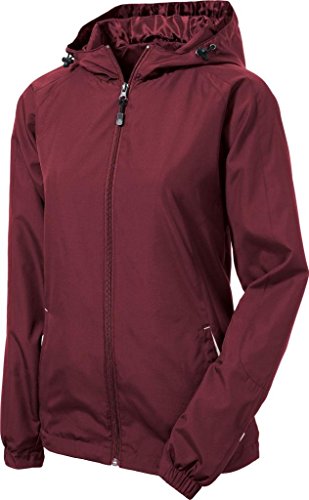 SPORT-TEK Ladies Colorblock Hooded Raglan Jacket XL Maroon/White