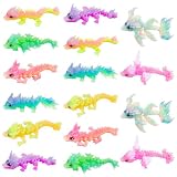 16 Pcs 3D Printed Dragon Baby Figurines Set, 4.5 Inch Crystal Dragon, Rose, Baby Easter, Woodland, Bamboo, Multicolor