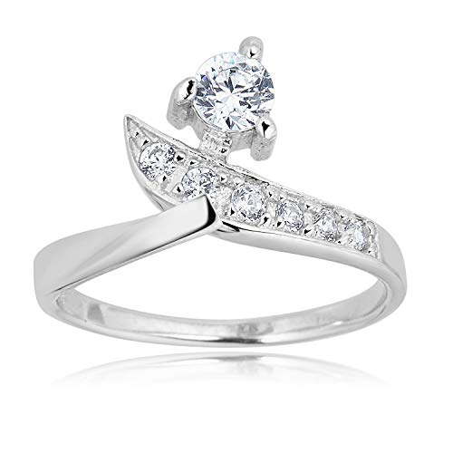 Avora 925 Sterling Silver Adjustable Toe Ring With Simulated Diamond Cz #TOP8