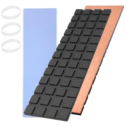 Hodyludy M.2 Disipador Térmico 70x20x1,5 mm Disipador Térmico de Cobre Puro Recubrimiento de grafeno para Enfriar SSD NGFF SSD NVME SSD 2280 M2 Laptop, con Almohadilla Térmica a Base de Silicona