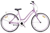 sun baby HEART BIKE Bicicletta da città donna 26 pollici, bici per donne adulti 26" - freni V-Brake, telaio in acciaio, portapacchi, parafanghi - Viola