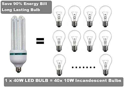 40W LED Corn Light Bulb Daylight 6500k Super Bright 400 Watt equiv. 2 Packs. Large Light Bulbs E26/E27 Cool White Barn, Workshop,Warehouse,Garage,Factory,Porch,Backyard BestCircle