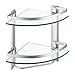 Amazon Brand - Umi Estanteria Baño con Toallero de Barra Estante Baño Cristal Estante Vidrio Baño Esquina Extra Grueso Double Templado de Vidrio 8mm Pared Alumimio Plata, A4123B