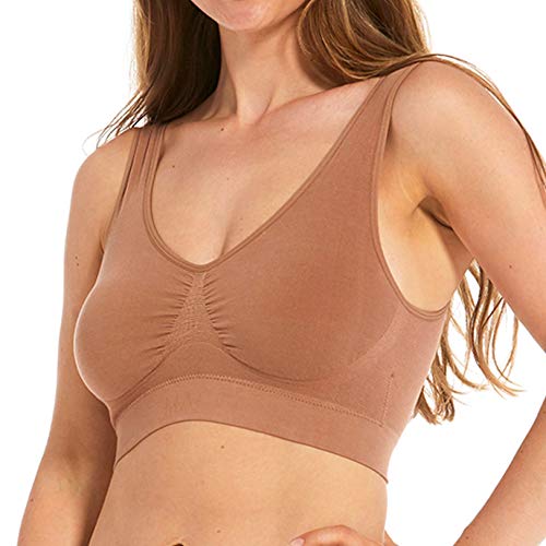 MAGIC BODYFASHION Comfort Brasier sin Costuras para Mujer con Tirantes Anchos, Marrón (Bamboo Mocha 320), M Cover