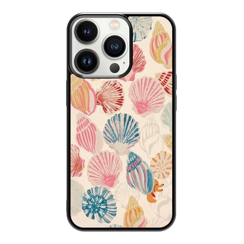 qizjio Cute Tropical Seashell Phone Case – Summer Aesthetic Design for Teen Girls, Women & Kids, Beach Vacation Phone Cover for iPhone 15 Pro