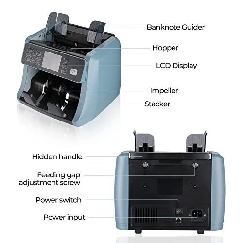 Image of MUNBYN IMC05 Money Counter Machine, Count Value of Bills, UV /IR /MG /DD Detection, Add with Batch Mode Cash Counting Machine, Vertical Design, LCD Display, 1200 Bills /Min Speed, 2 Years Warranty