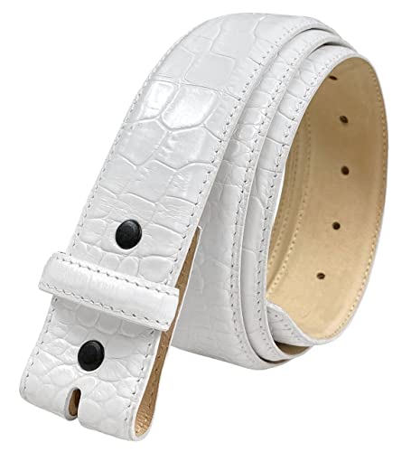 Full-Grain Cowhide Genuine Leather Dress Belt Strap with Snaps,1-3/8