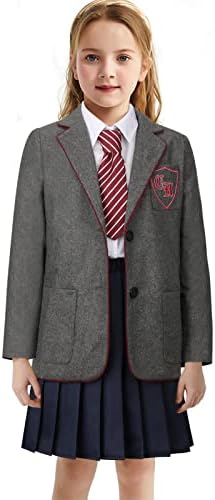 Kids Matilda Musical Cosplay Costume Outfit Girls School Uniform Suit Jacket Shirt Skirt Tie Halloween Party Stage Full Set (Medium)