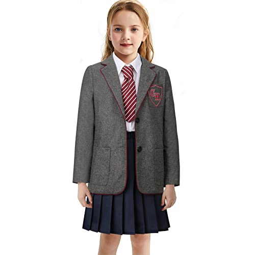 Kids Musical Cosplay Costume Outfit Girls School Uniform Suit Jacket Shirt Skirt Tie Halloween Party Stage Full Set (Small)