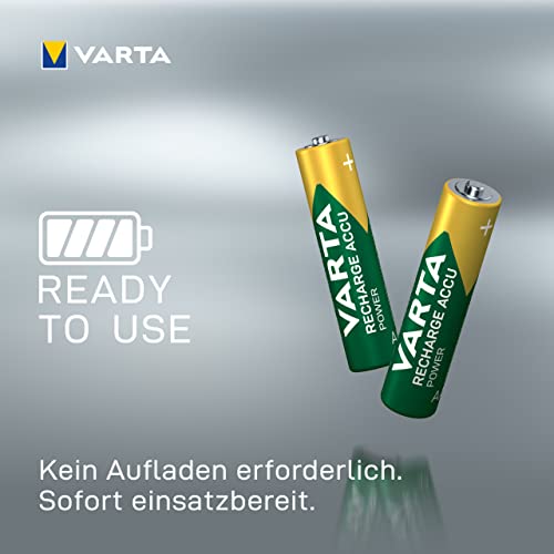 VARTA Batterien AAA, wiederaufladbar, 4 Stück, Recharge Accu Power, Akku, 1000 mAh Ni-MH, ohne Memory Effekt, vorgeladen, sofort einsatzbereit – Bild 6